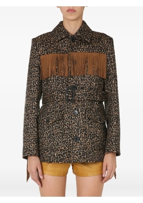 Saint Laurent fringed animal print jacket - Neutrals
