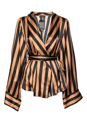 Ann Demeulemeester Vintage Pre-owned striped wrap blouse - Orange