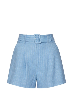 Veronica Beard Piper pinstripe belted shorts - Blue