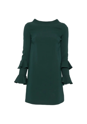 Elisabetta Franchi ruffle-cuff boat-neck mini dress - Green