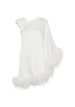 ALESSANDRO LEGORA Boa feather-trim mini dress - White
