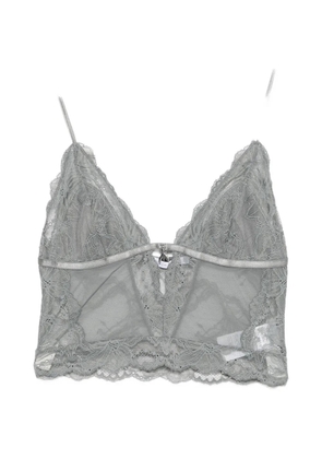 Patrizia Pepe lace-panelled V-neck bralette - Grey