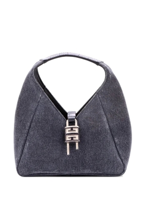 Givenchy Pre-Owned Padlock Washed Denim and Crocodile Embossed Leather Mini hobo bag - Grey