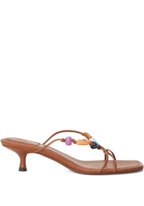 Polo Ralph Lauren 50mm bead-detailed leather sandals - Brown