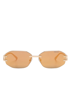 Versace Eyewear Damier-plaque sunglasses - Gold