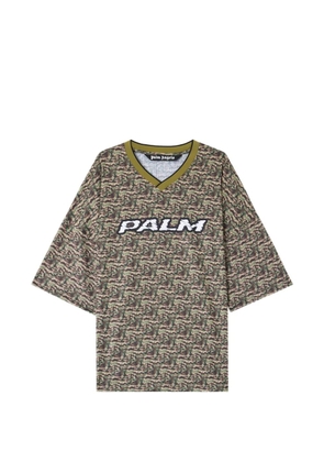 Palm Angels camo logo V-neck T-shirt - Green