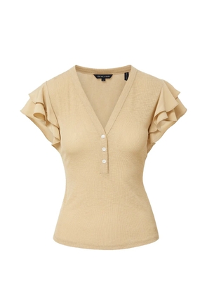 Veronica Beard Aphrodite ruffled polo top - Neutrals
