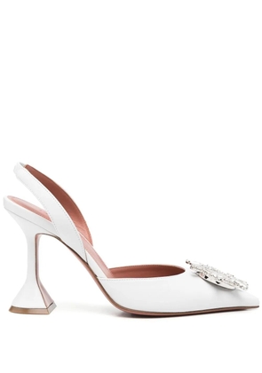 Amina Muaddi 95mm Begum metallic pumps - White
