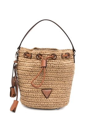 GUESS USA woven-effect bucket bag - Neutrals