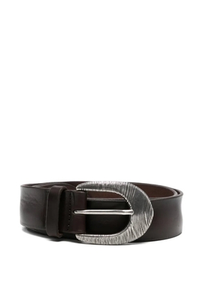 Orciani engraved-buckle leather belt - Brown