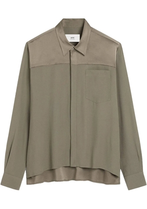AMI Paris contrast-panel long-sleeve shirt - Grey
