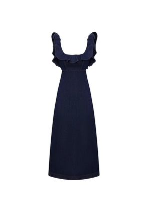 ZIMMERMANN Aster ruffled denim dress - Blue