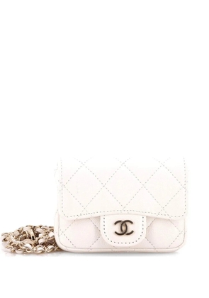 CHANEL Pre-Owned Classic Flap Chain Quilted Caviar Mini belt bag - White