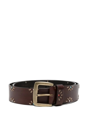Puntovita&Arsenico embroidered beaded belt - Brown