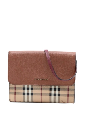 Burberry Pre-Owned 2000-2025 Haymarket Check Coated Canvas and Calfskin Loxley crossbody bag - Brown