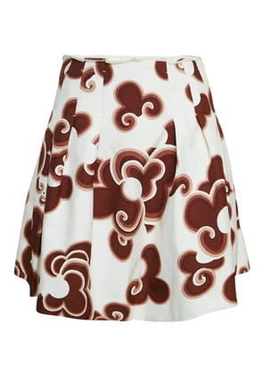 Chloé Pre-Owned Doodle-print silk pleated mini skirt - White
