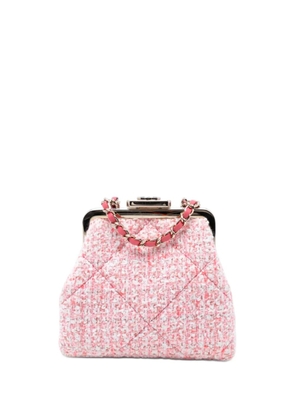 CHANEL Pre-Owned 2020 Quilted Tweed Kisslock Clutch With Chain crossbody bag - Pink