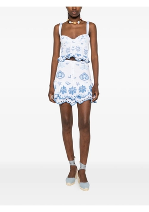 Charo Ruiz Ibiza Leora embroidered mini skirt - White