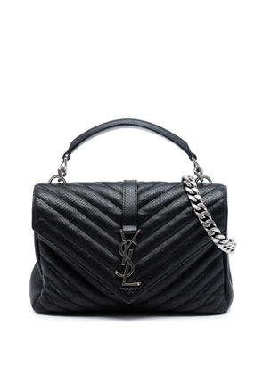 Saint Laurent Pre-Owned 2020 Medium Chevron Embossed Leather Monogram College satchel - Black