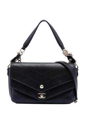 CHANEL Pre-Owned 2018-2019 Mini Quilted Sheepskin Double Chevron Flap satchel - Black