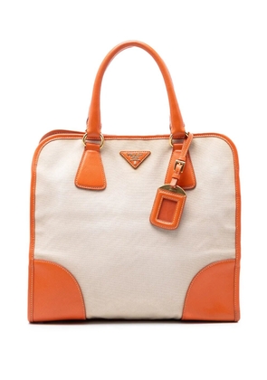 Prada Pre-Owned 2010-2026 Saffiano Trimmed Canvas Canapa satchel - Orange