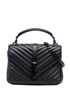 Saint Laurent Pre-Owned 2017 Medium Chevron Sheepskin Monogram Monochrome College Bag satchel - Black