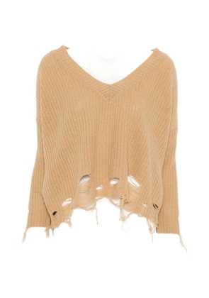 PINKO distressed V-neck sweater - Neutrals