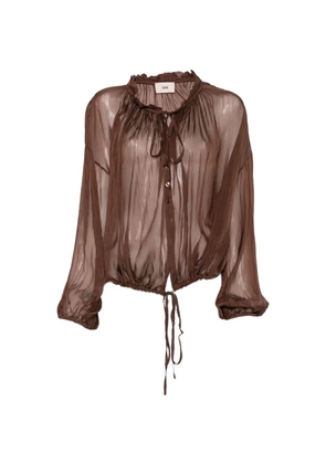SOLOTRE tie-neck blouse - Brown