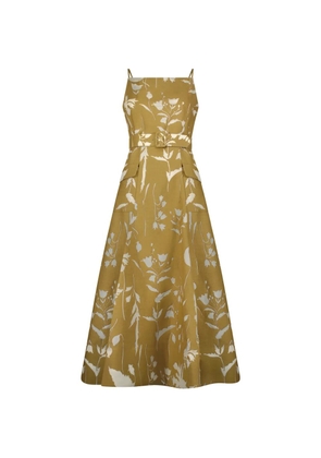 Lela Rose floral-print midi dress - Brown