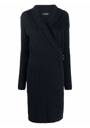 Lauren Ralph Lauren gassed cable-knit wrap dress - Blue