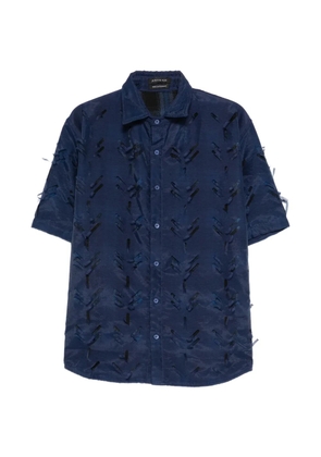 JUNTAE KIM layered laser slash shirt - Blue