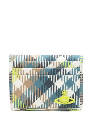 Vivienne Westwood Orb tartan-pattern card holder - Blue
