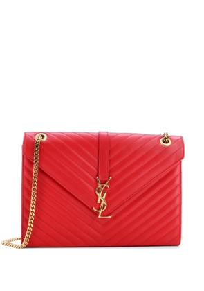 Saint Laurent Pre-Owned Classic Monogram Envelope Satchel Matelasse Chevron Leather Large shoulder bag - Red