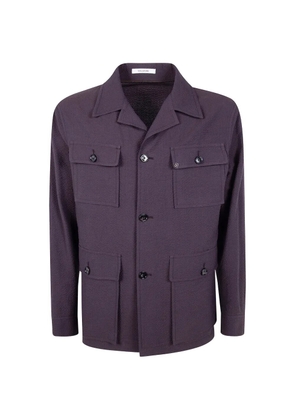 Tagliatore seersucker multi-pocket jacket - Purple