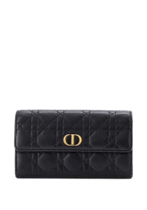 Christian Dior Pre-Owned Caro Flap Wallet Cannage Quilt Calfskin Long small wallets - Black
