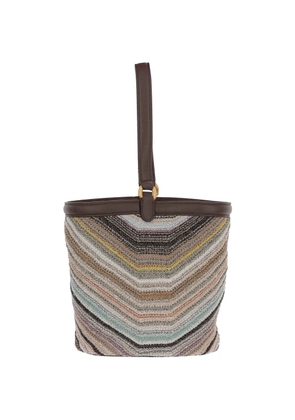 Missoni chevron-knit leather-trim shoulder bag - Neutrals