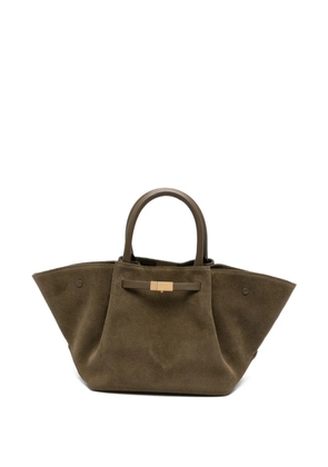 DeMellier Midi New York perforated-detail suede tote bag - Green