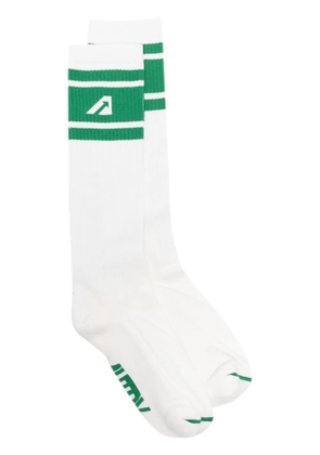 Autry logo-intarsia ribbed socks - White