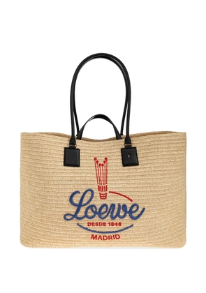 LOEWE XL Verano embroidered-logo woven tote bag - Neutrals