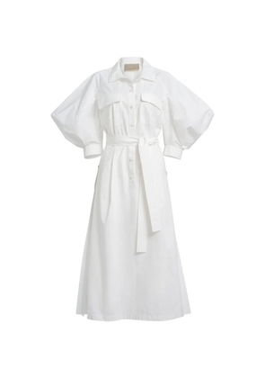 Elie Saab pleated puff-sleeve dress - White