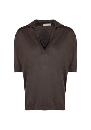 Purotatto V-neck polo top - Brown