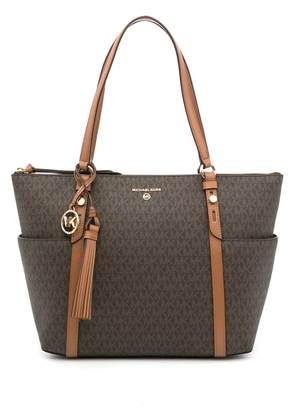 Michael Kors monogram-print leather tote bag - Brown
