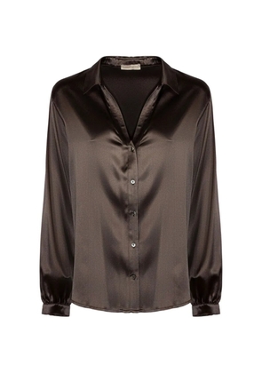 Purotatto satin-finish long-sleeve shirt - Brown