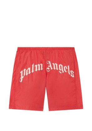 Palm Angels curved logo swimshorts - Red