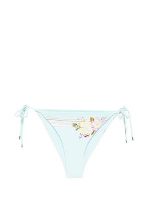 Self-Portrait floral string bikini bottoms - Green