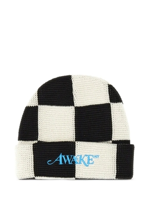 Awake NY check-pattern beanie hat - Black