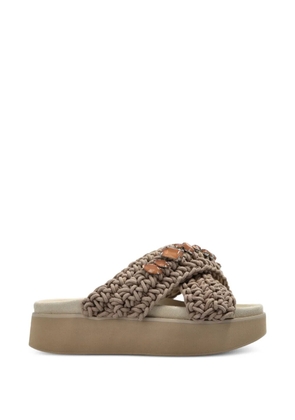 Inuikii jewel-embellished cross-strap sandals - Brown