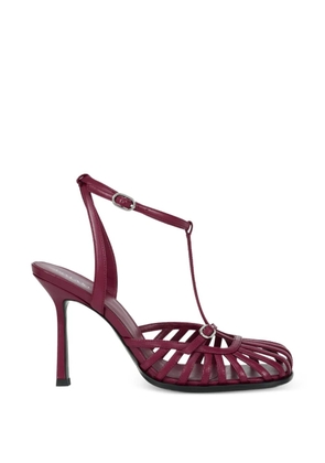 POTAMY T-strap caged leather pumps - Pink