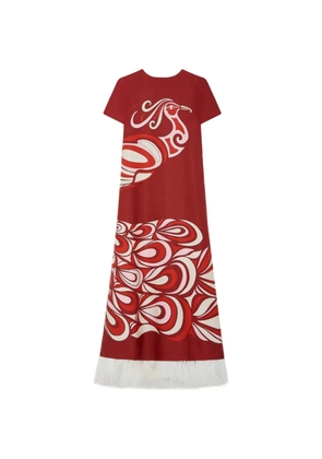 La DoubleJ Swing bird-print silk maxi dress - Red