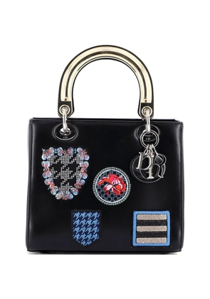 Christian Dior Pre-Owned Lady Dior Bag Patch Embellished Leather Medium satchel - Black